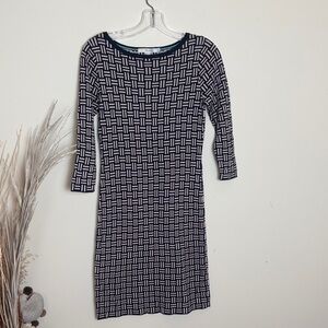 Boden Navy and Beige Patterned Midi Dress
